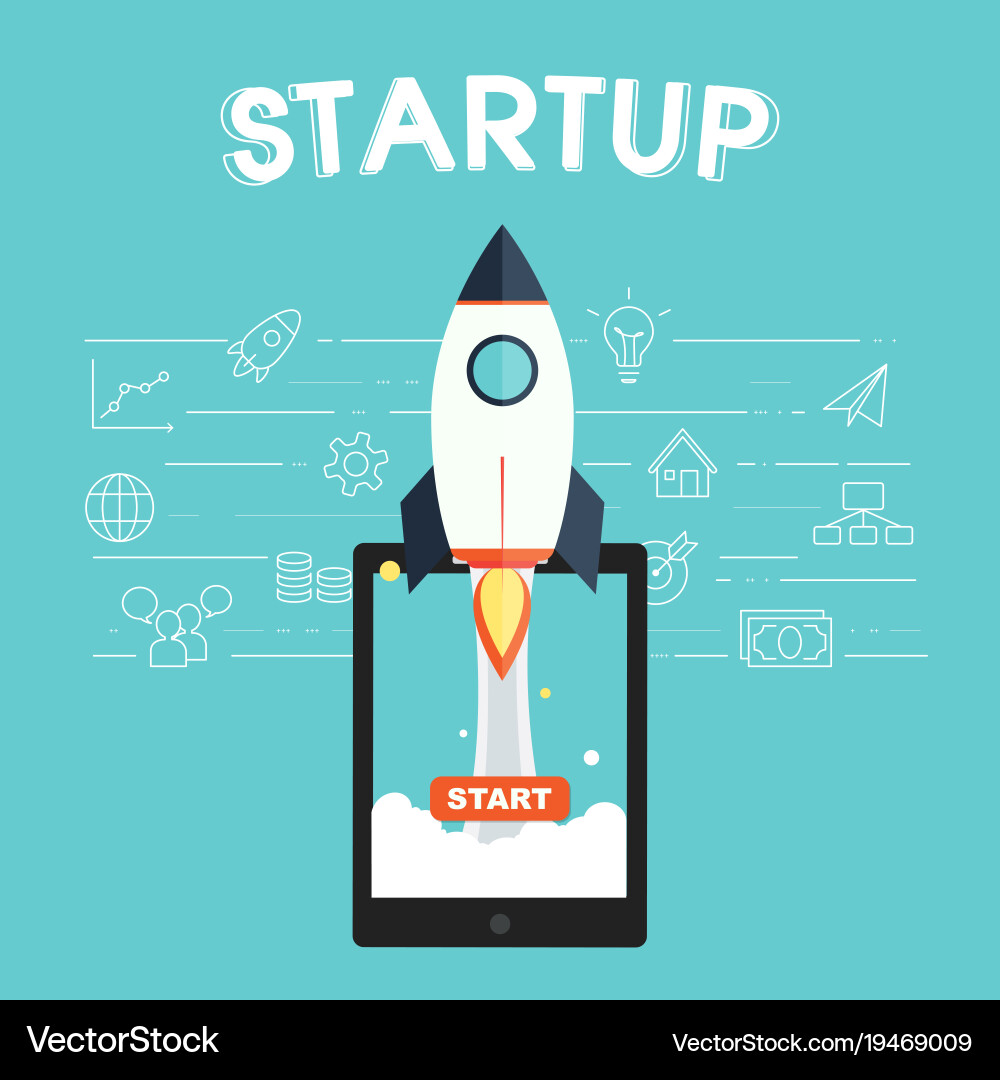 Startup Rocket Icons - Business & Innovation Vector Image