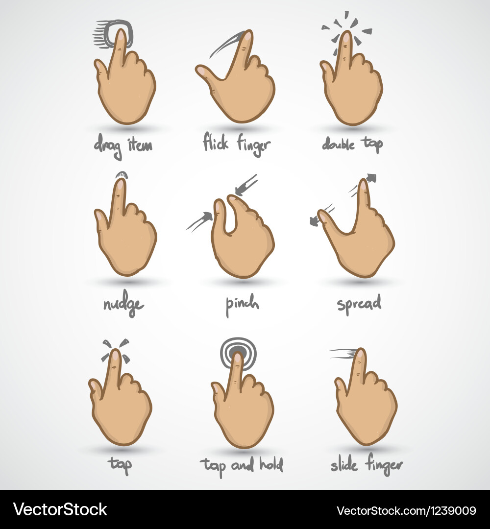 Touch Gestures Interface Icons vector image