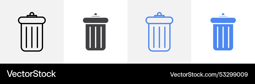 Trash can icon set use for web ui or app vector image