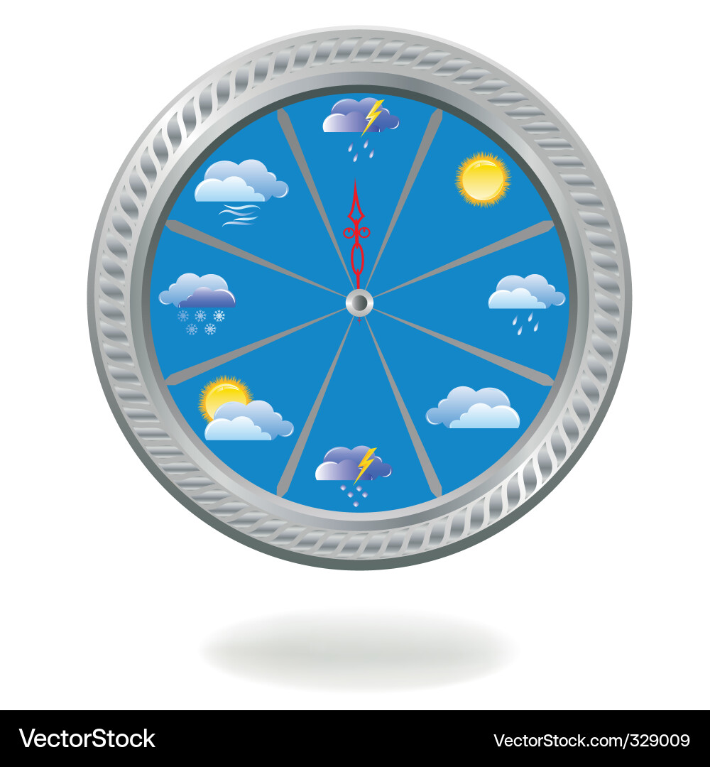 Weather Clock with Icons Vector Image