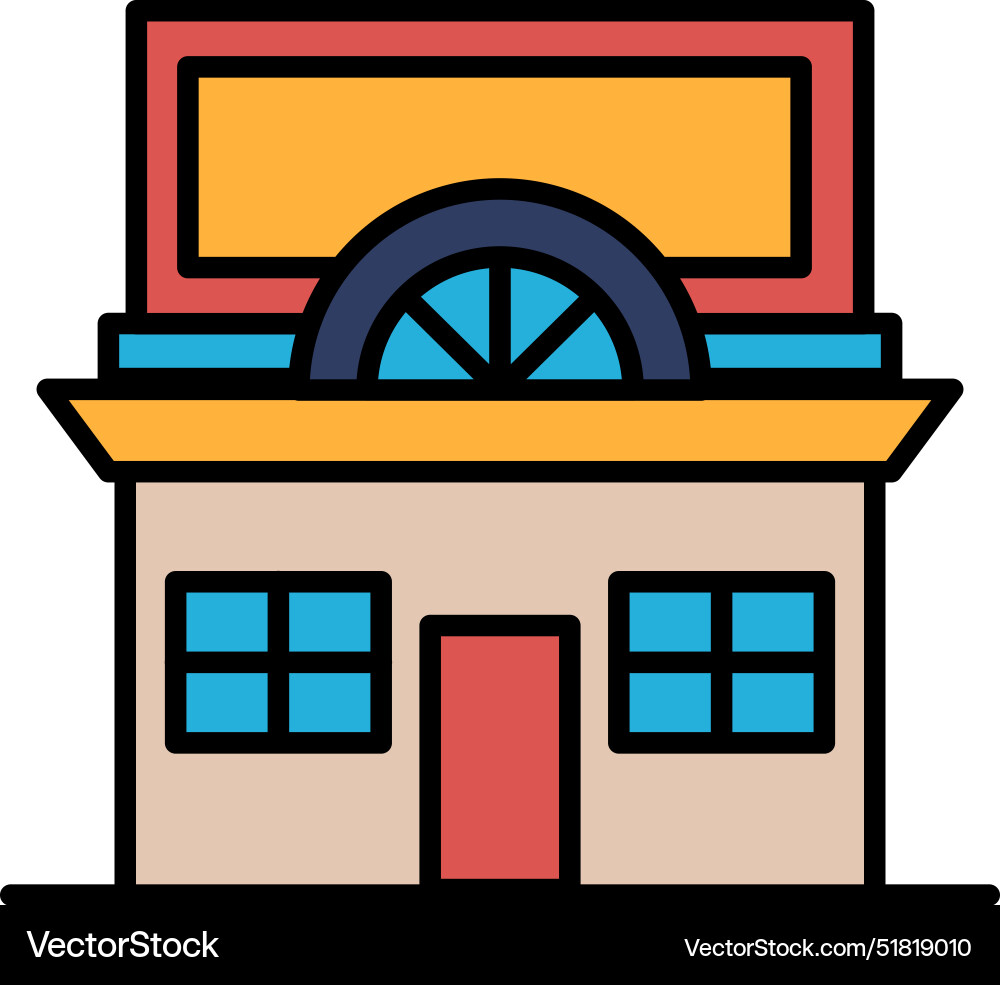 A large building with archway and many A large building with archway and many vector image
