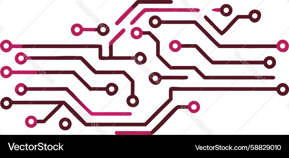 Abstract red circuit board lines dynamic Vector Image