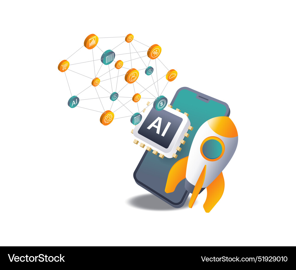 Ai smartphone app startup launch event Ai smartphone app startup launch event vector image