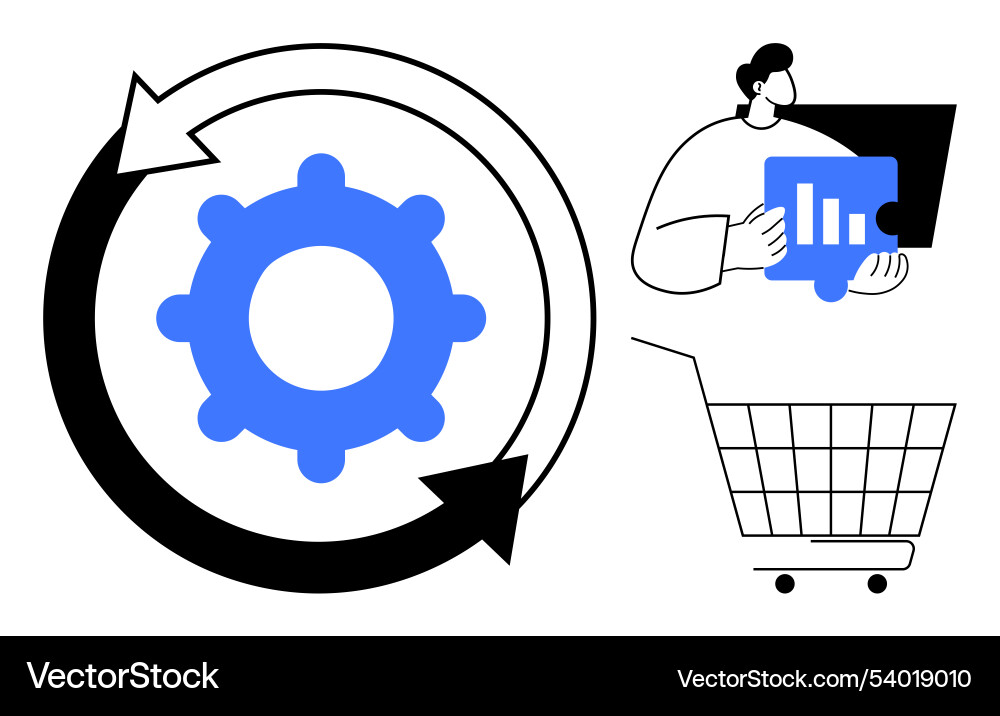 Data analysis and e-commerce progress symbolized Data analysis and e-commerce progress symbolized vector image