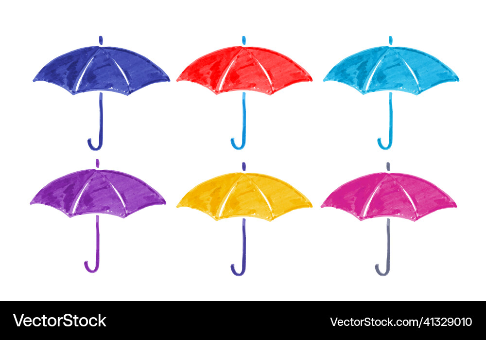 Felt pen child drawing of umbrella vector image