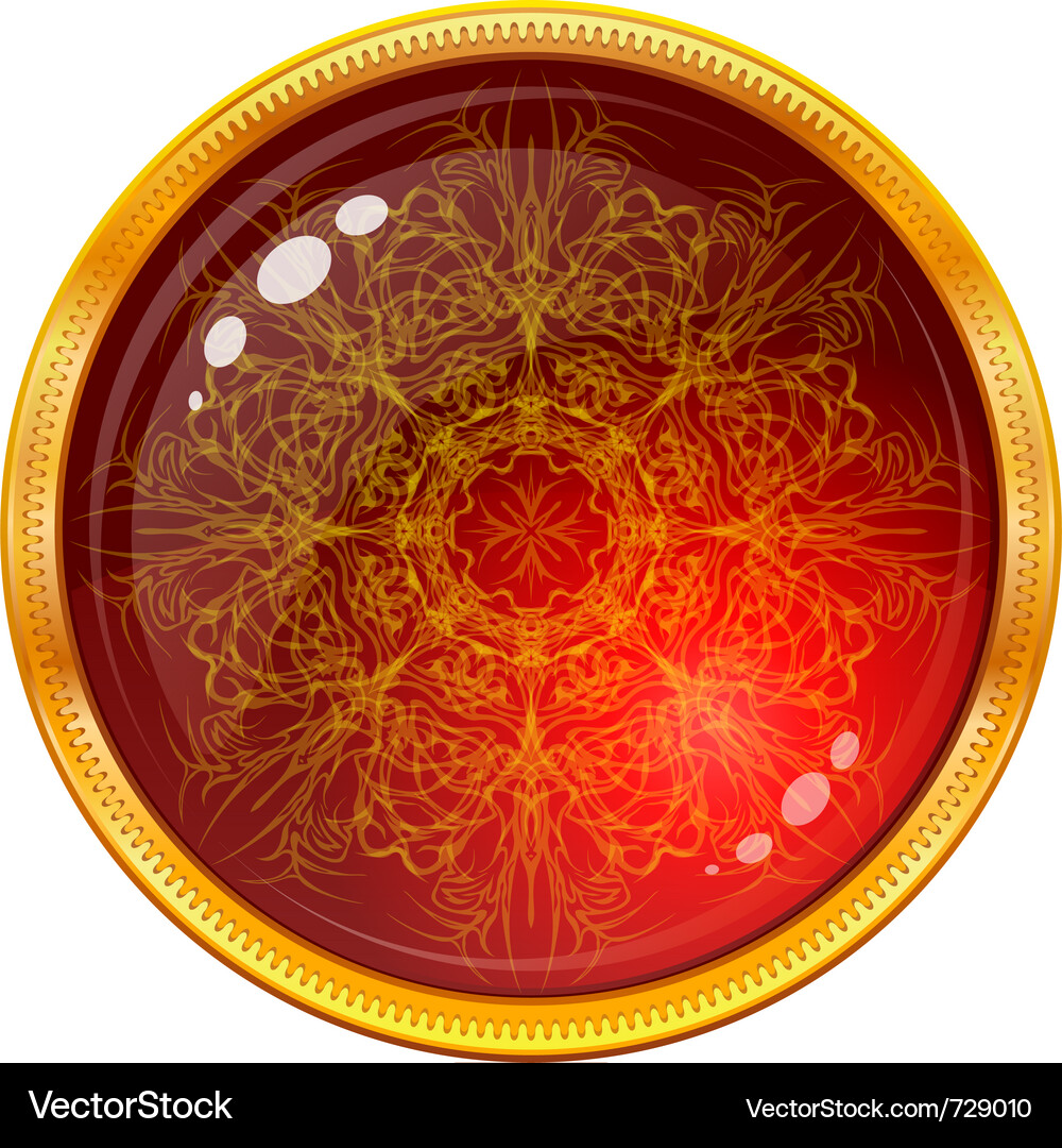 Golden Button with Red Gem Vector Image