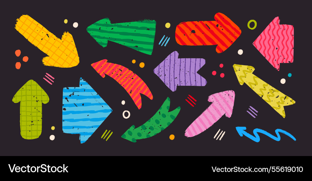Hand drawn arrows with various patterns Hand drawn arrows with various patterns vector image