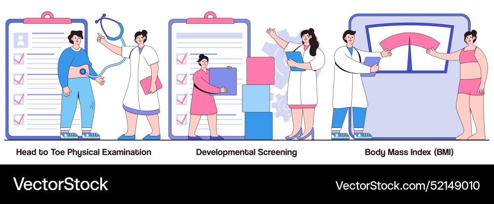 Head to toe physical examination developmental Vector Image