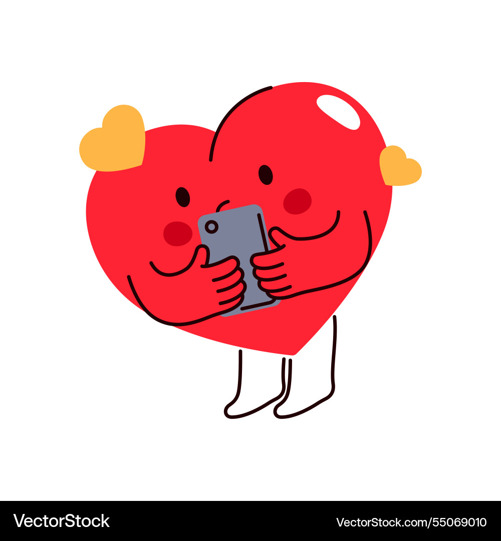 Heart texting or sending sms via smartphone Vector Image