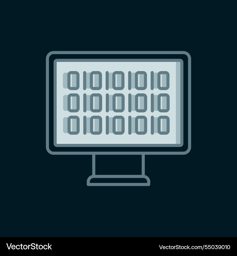 Line binary code icon isolated on black vector image