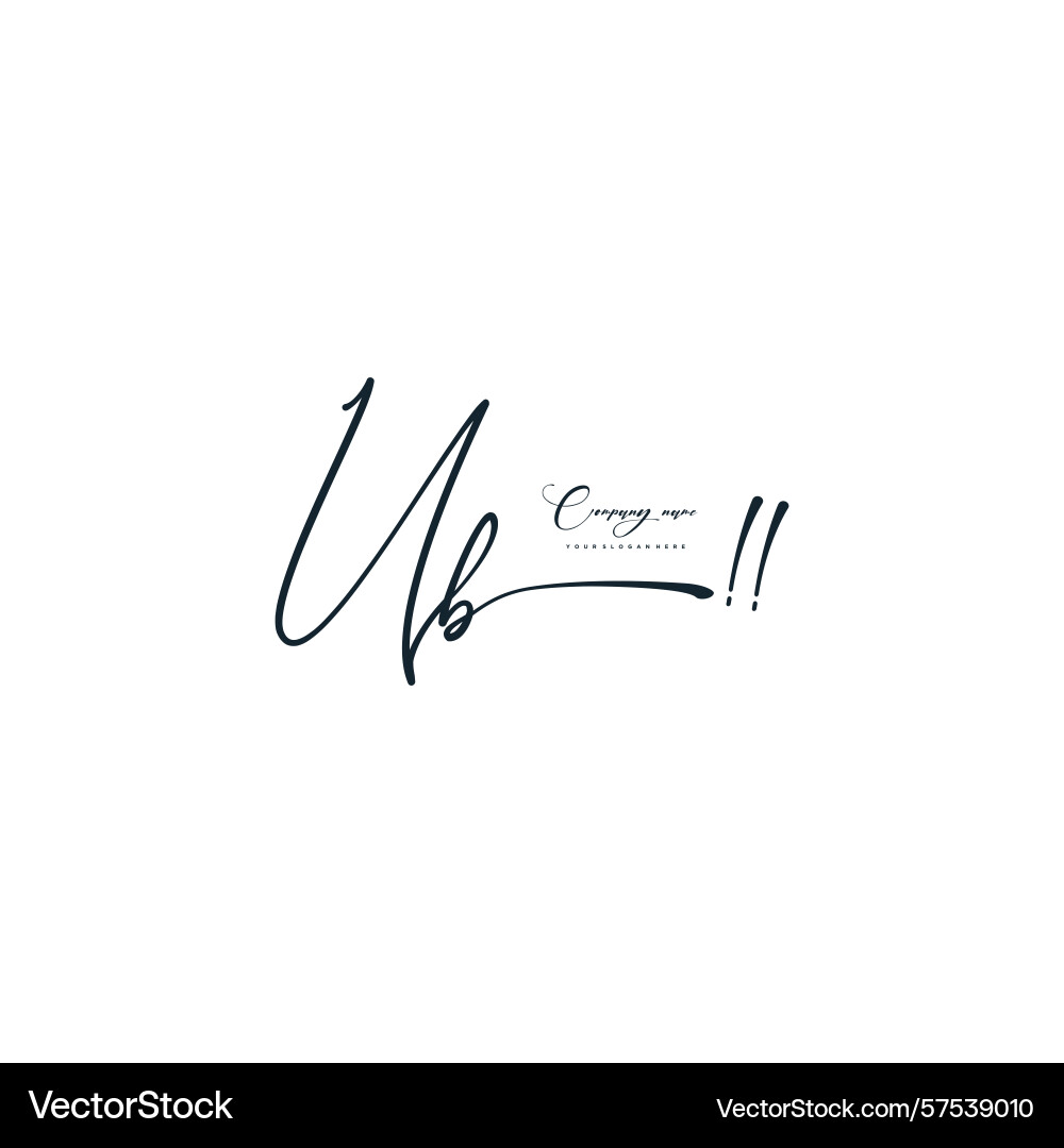 Minimal signature logo design with ub initials Minimal signature logo design with ub initials Vector Image