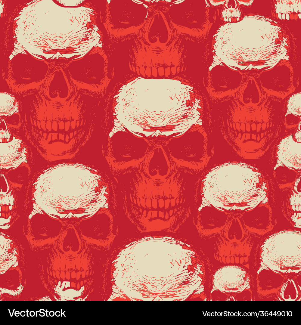 Seamless background with hand drawn human skulls Seamless background with hand drawn human skulls Vector Image