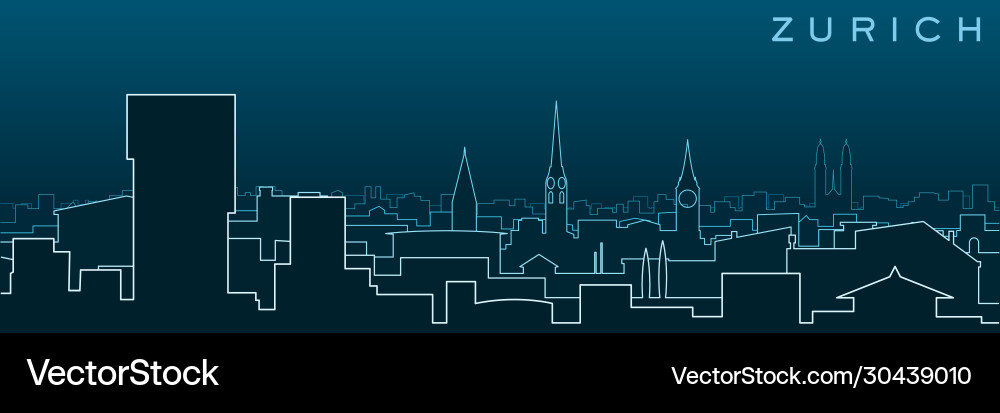 Zurich multiple lines skyline and landmarks vector image