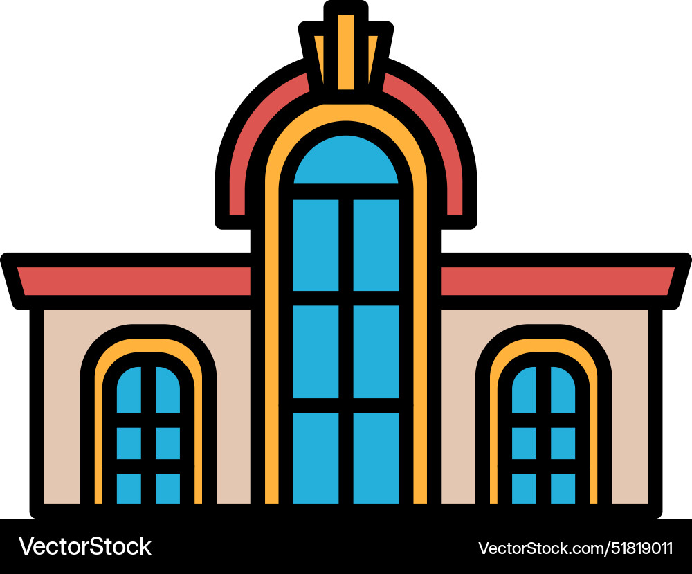 A large building with archway and many A large building with archway and many vector image