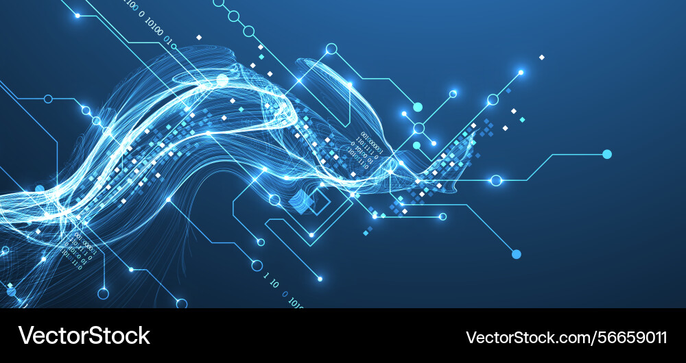 Abstract data wave with futuristic circuit lines Abstract data wave with futuristic circuit lines vector image