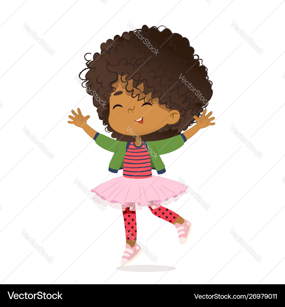 African American Girl Jumping with Joy Vector Image