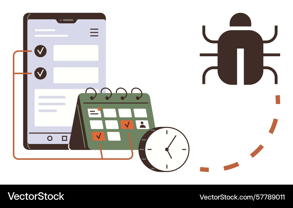 Mobile task scheduling and time management Mobile task scheduling and time management vector image