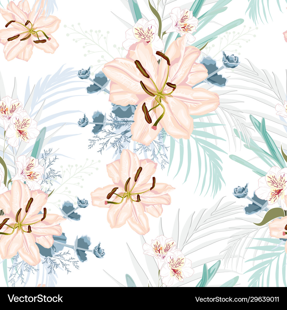 Seamless floral pattern with retro flowers Seamless floral pattern with retro flowers vector image