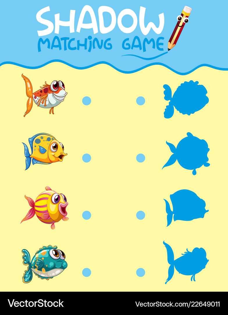 Shadow matching game template Vector Image
