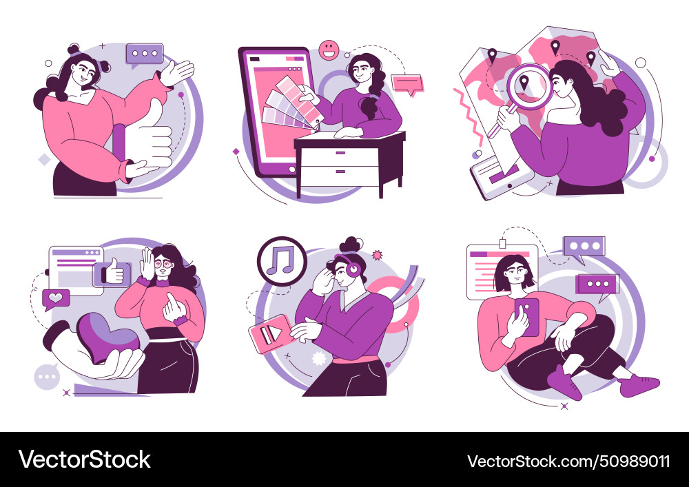 Social media digital content creating network Vector Image
