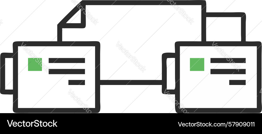 Stack of documents next to a printer symbolizing vector image