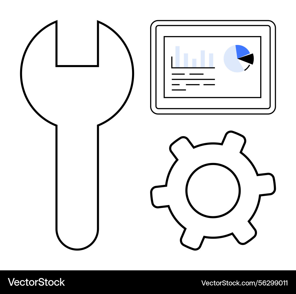 Tools and analytics dashboard representing Vector Image