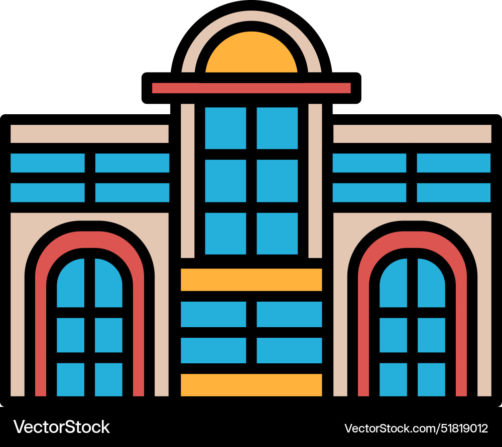 A large building with archway and many A large building with archway and many vector image