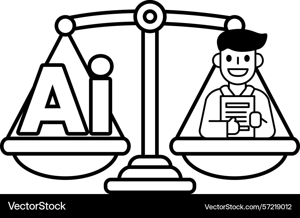 A man is standing on scale with the letters ai Vector Image