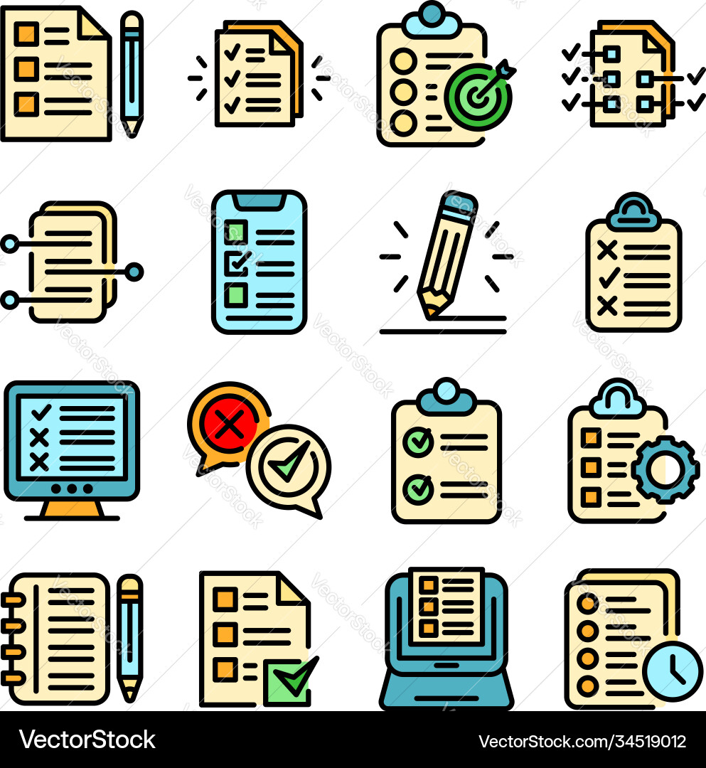 Assignment icons set flat Assignment icons set flat vector image