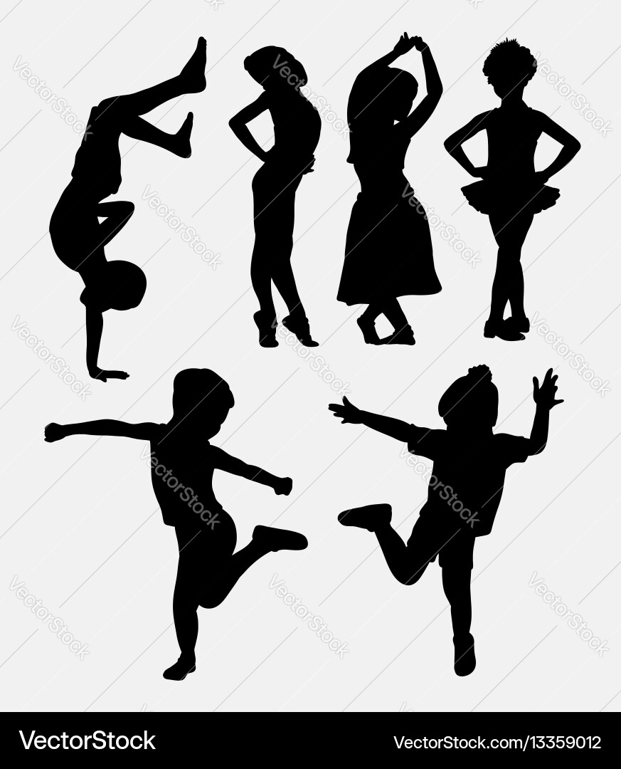 Children playing silhouette vector image