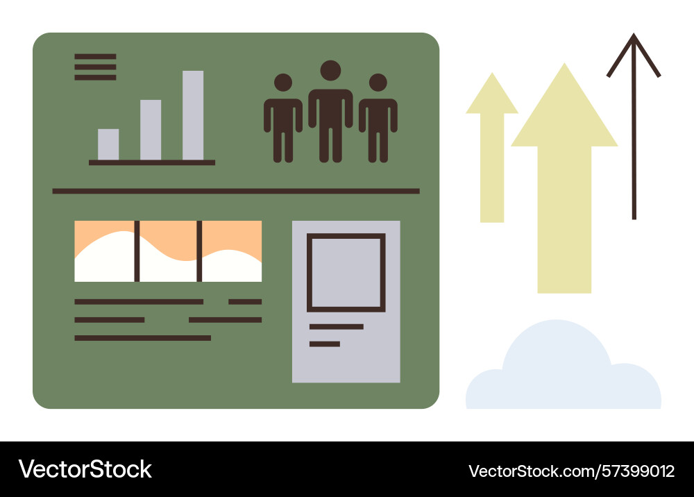 Dashboard with user metrics charts and growth vector image
