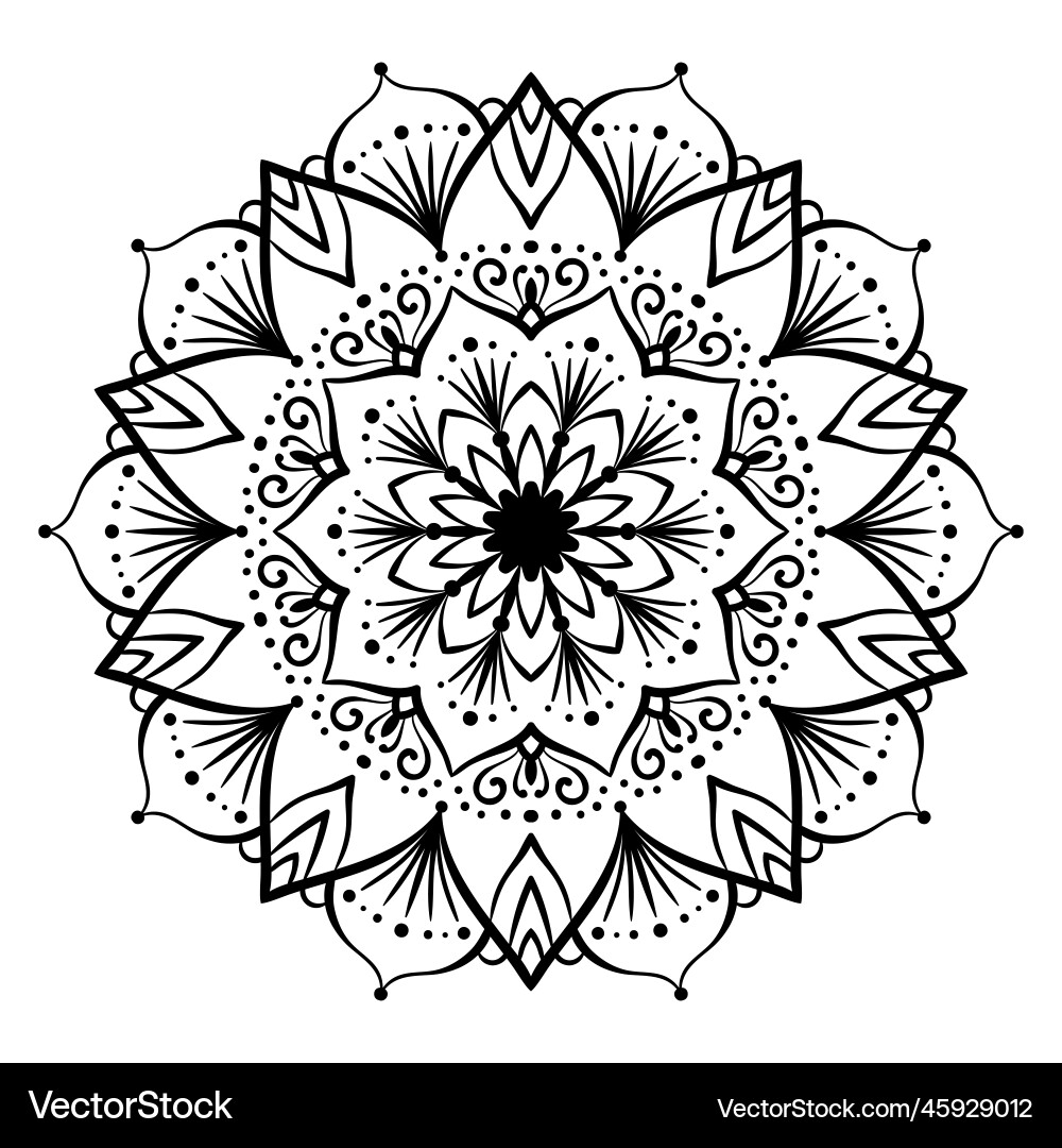 Flower mandala coloring page simple symmetric Flower mandala coloring page simple symmetric vector image