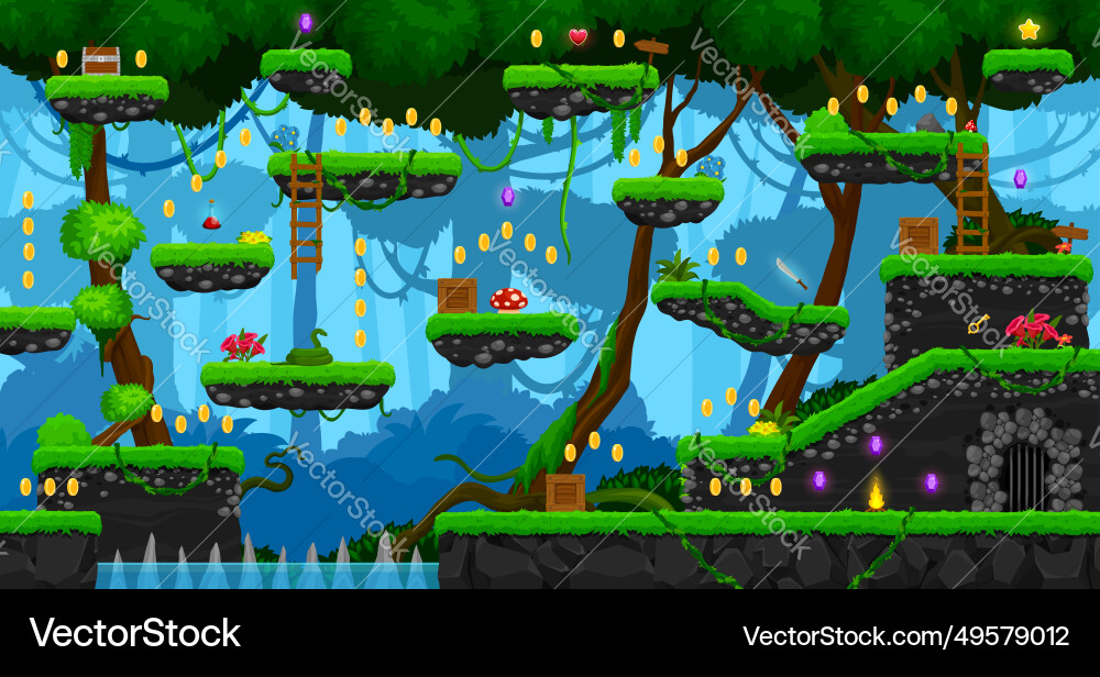 Jungle Game Level Map vector image