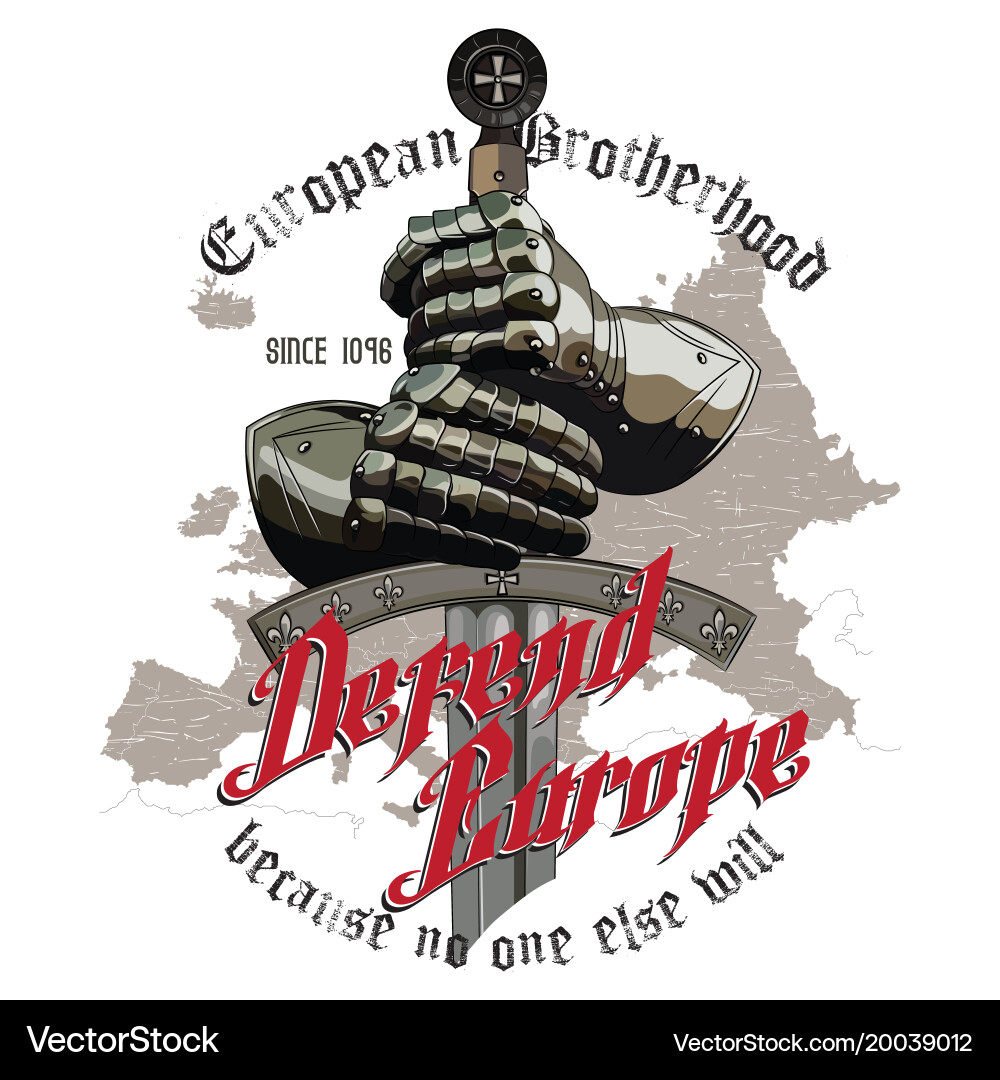 Medieval Knight with Sword and Map Vector Image