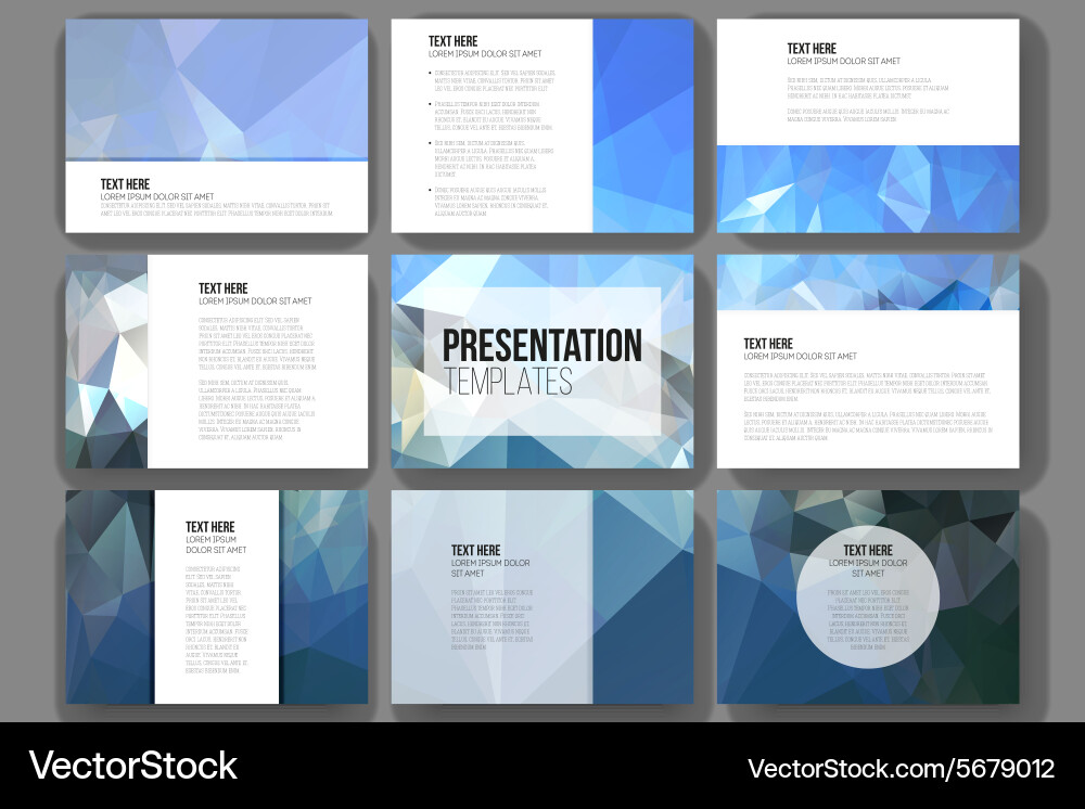 Set of 9 templates for presentation slides vector image