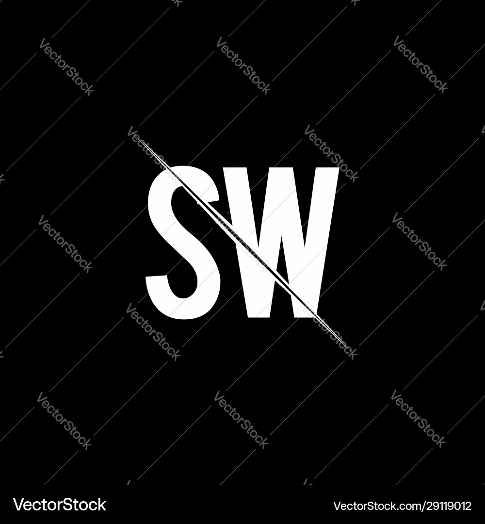 Sw logo monogram with slash style design template Vector Image
