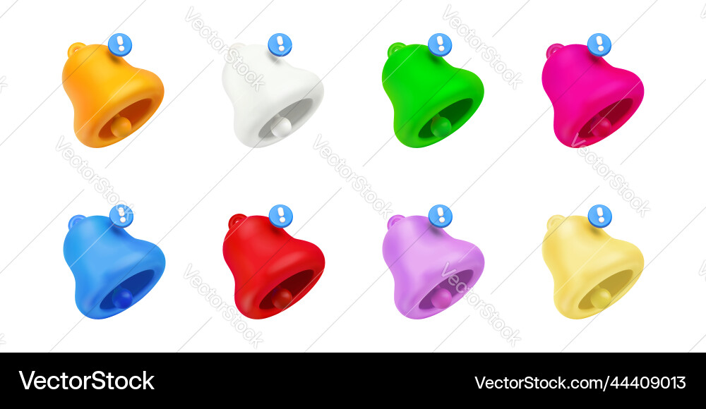 3d render notification bells color unread message Vector Image