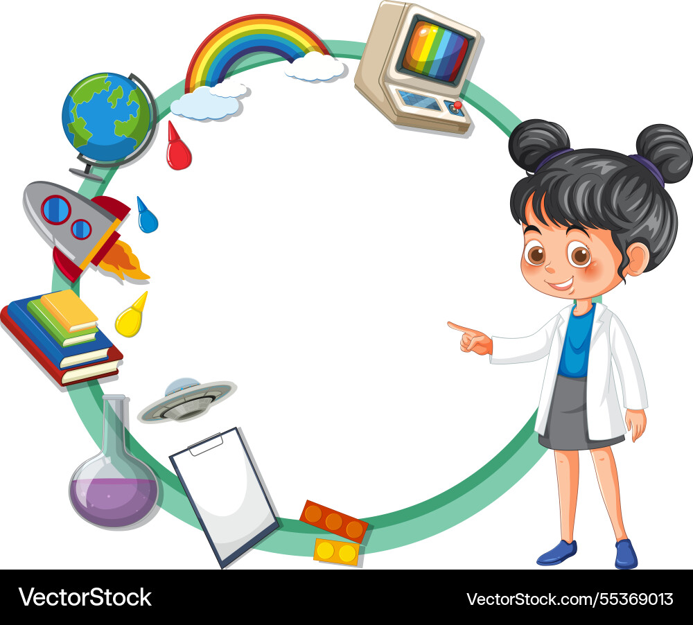 A child exploring science with colorful elements A child exploring science with colorful elements vector image