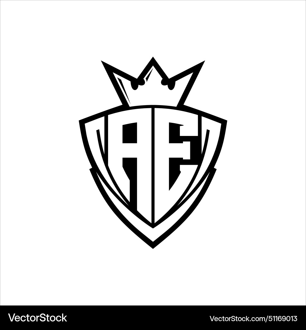Ae letter logo with sharp triangle shield shape Vector Image