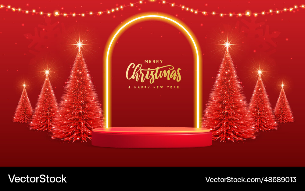 Christmas showcase background with 3d podium Christmas showcase background with 3d podium vector image