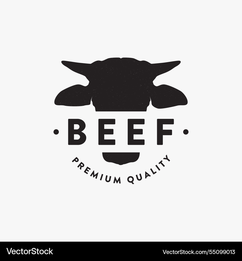 Cow head beef label badge logo on white background Vector Image