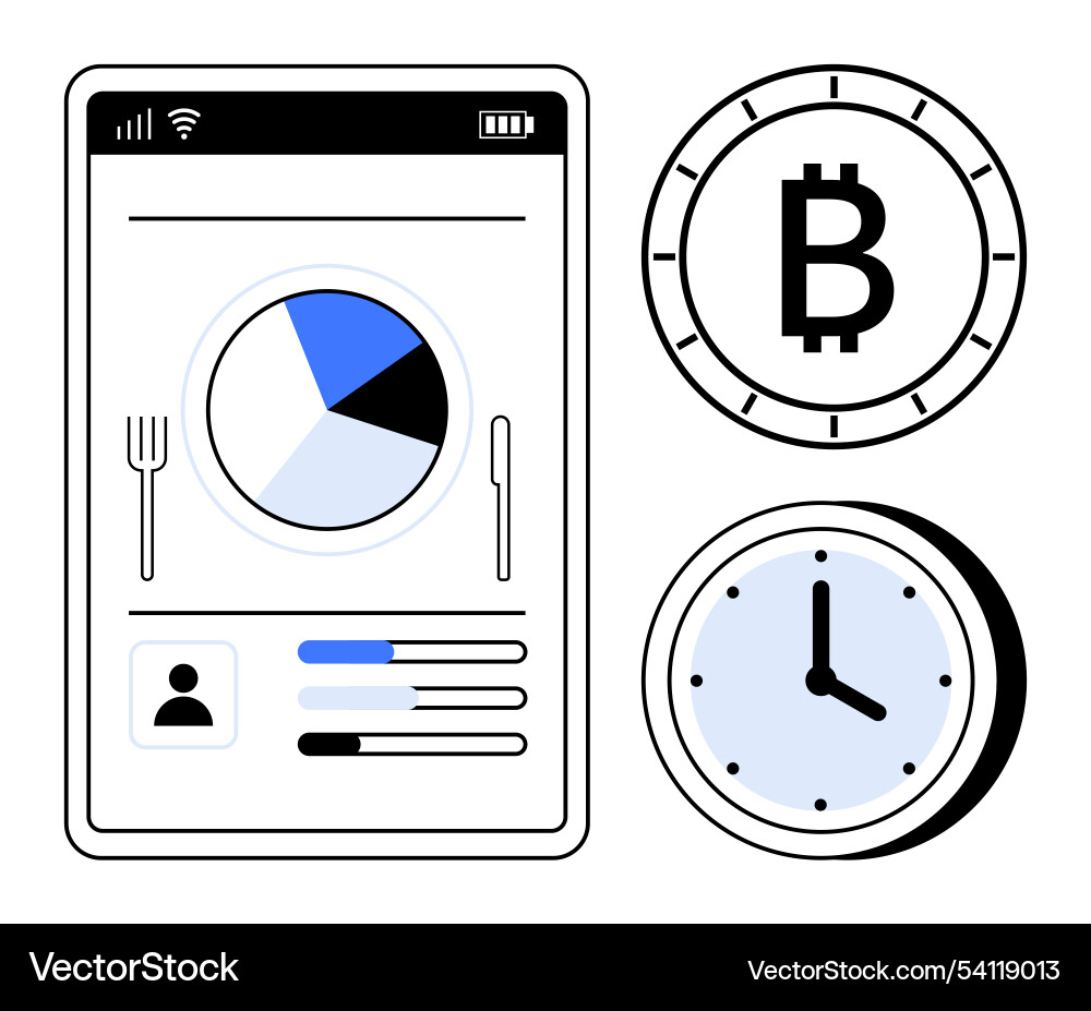 Digital finance tracking on mobile with pie chart vector image