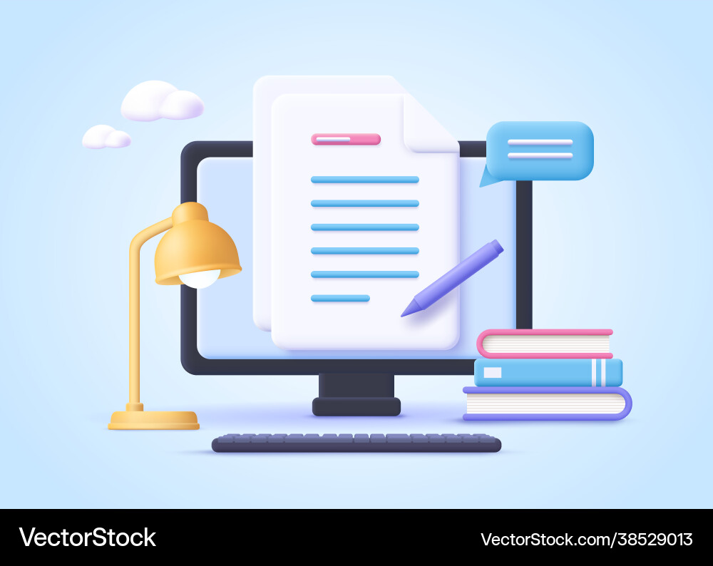 Homework assignment concept e-learning online Vector Image