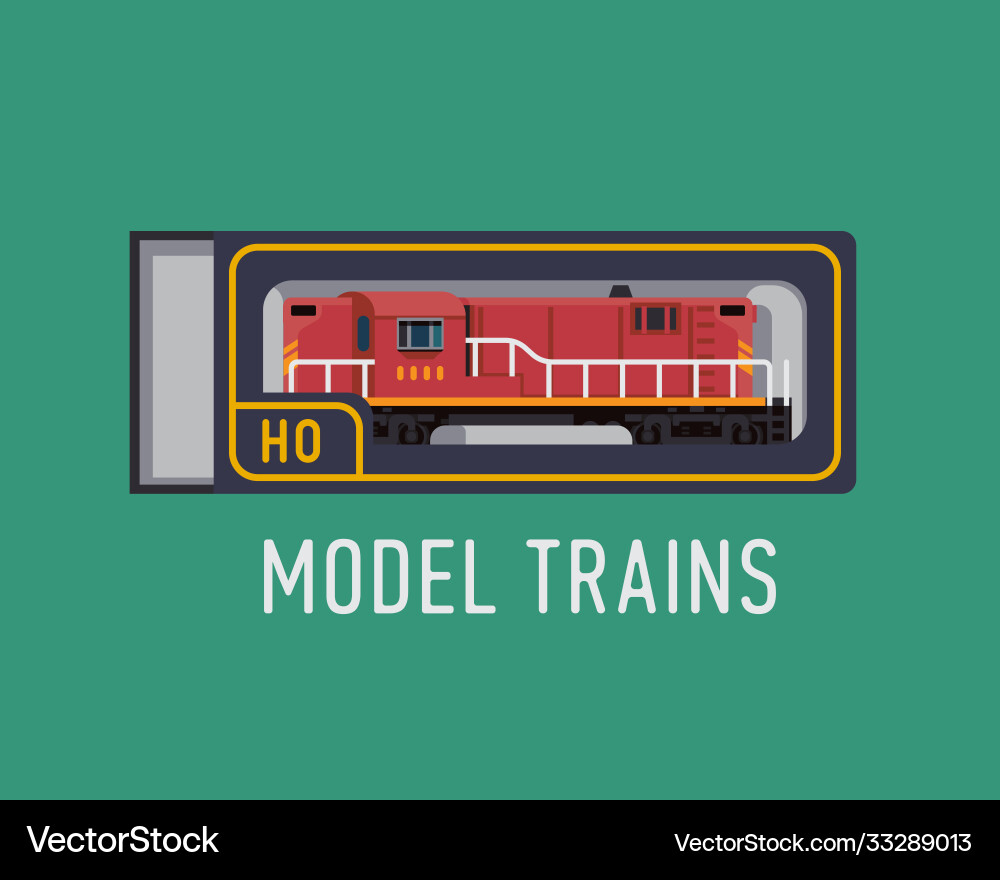 Model trains flat design element with red scale vector image