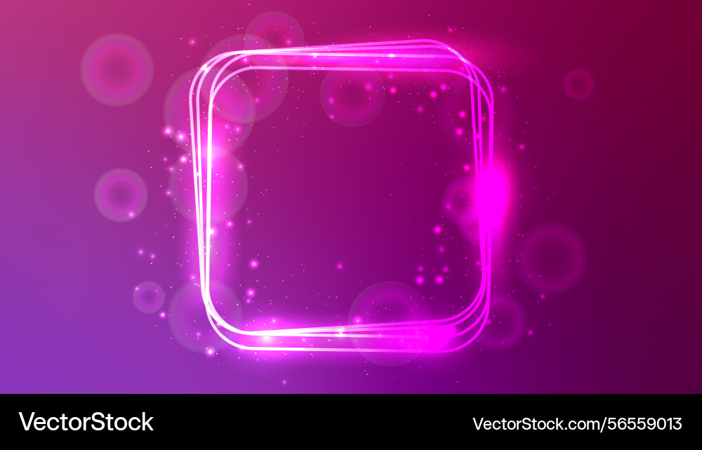 Neon rounded square frame with shining effects Neon rounded square frame with shining effects vector image