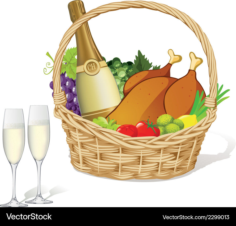 Picnic basket Royalty Free Vector Image - VectorStock