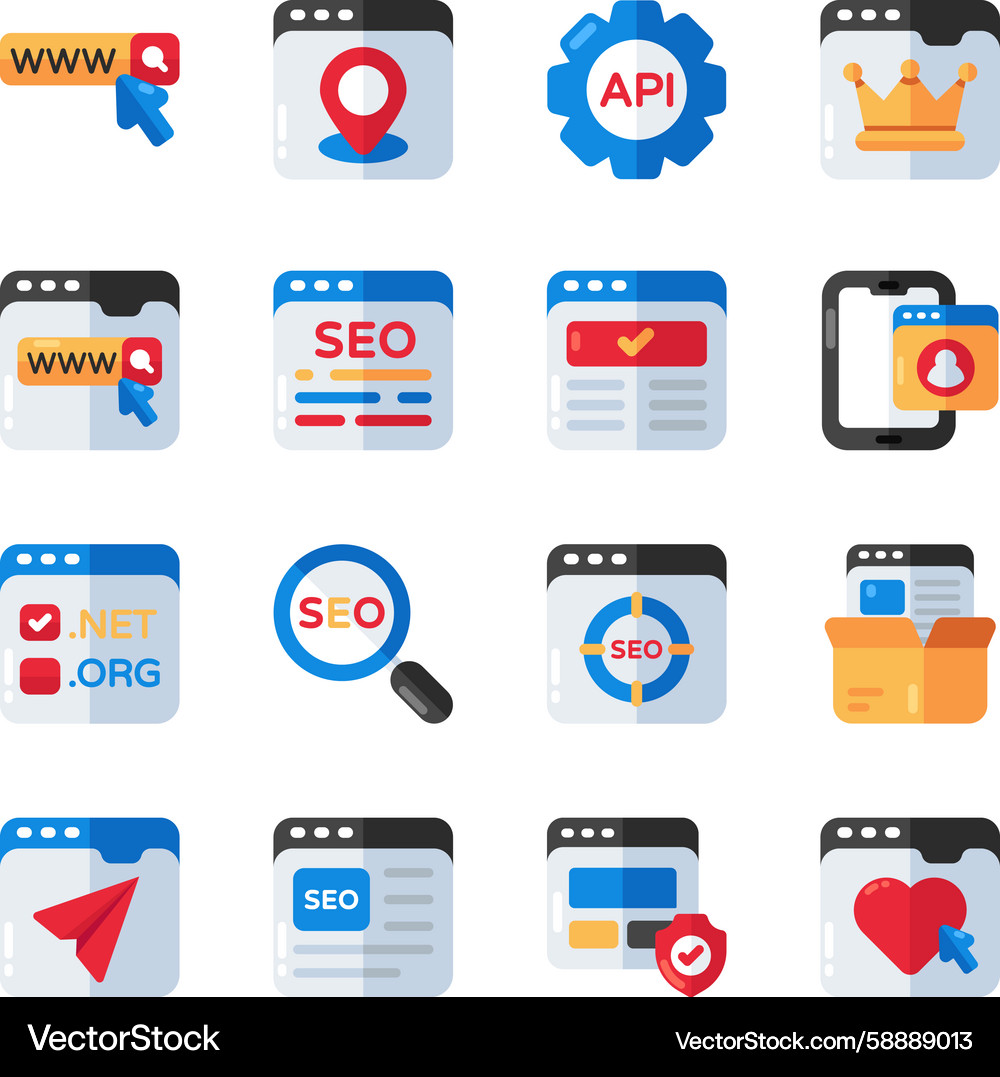 Software Development Flat Icons Set Vector Image