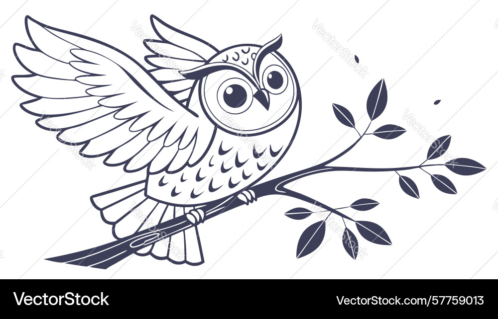 Stylized owl in flight design generative ai Vector Image
