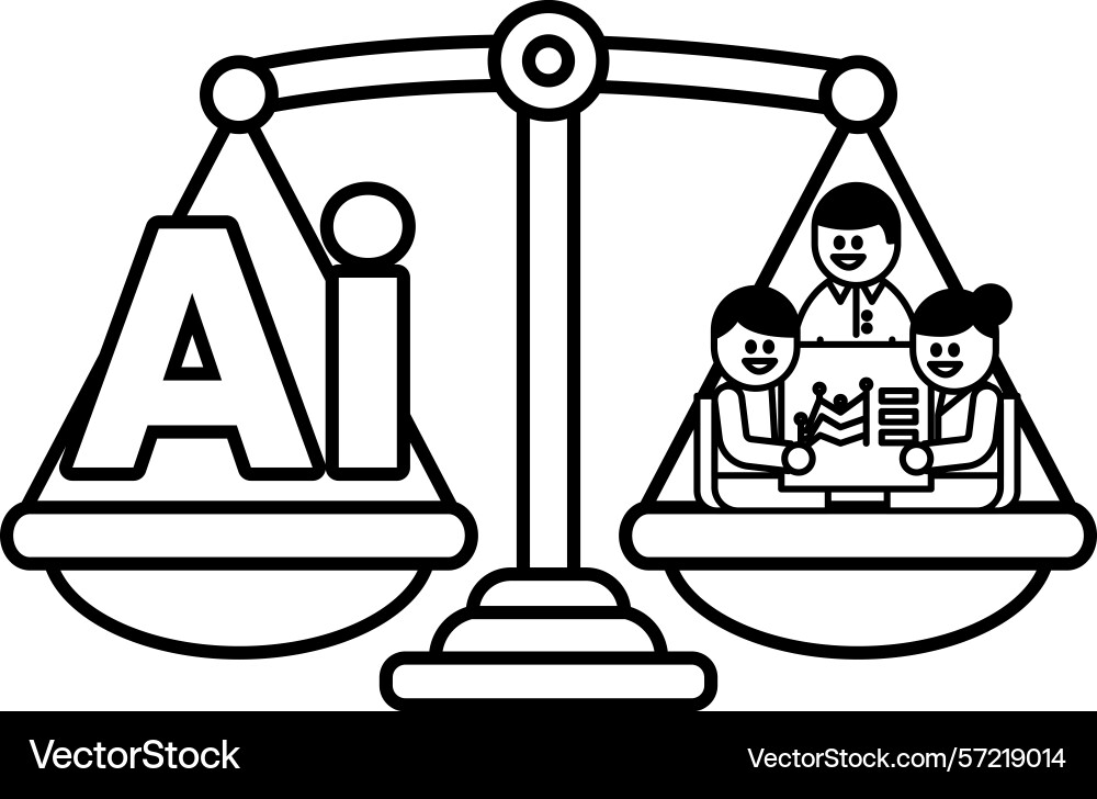 A scale with person on each side vector image