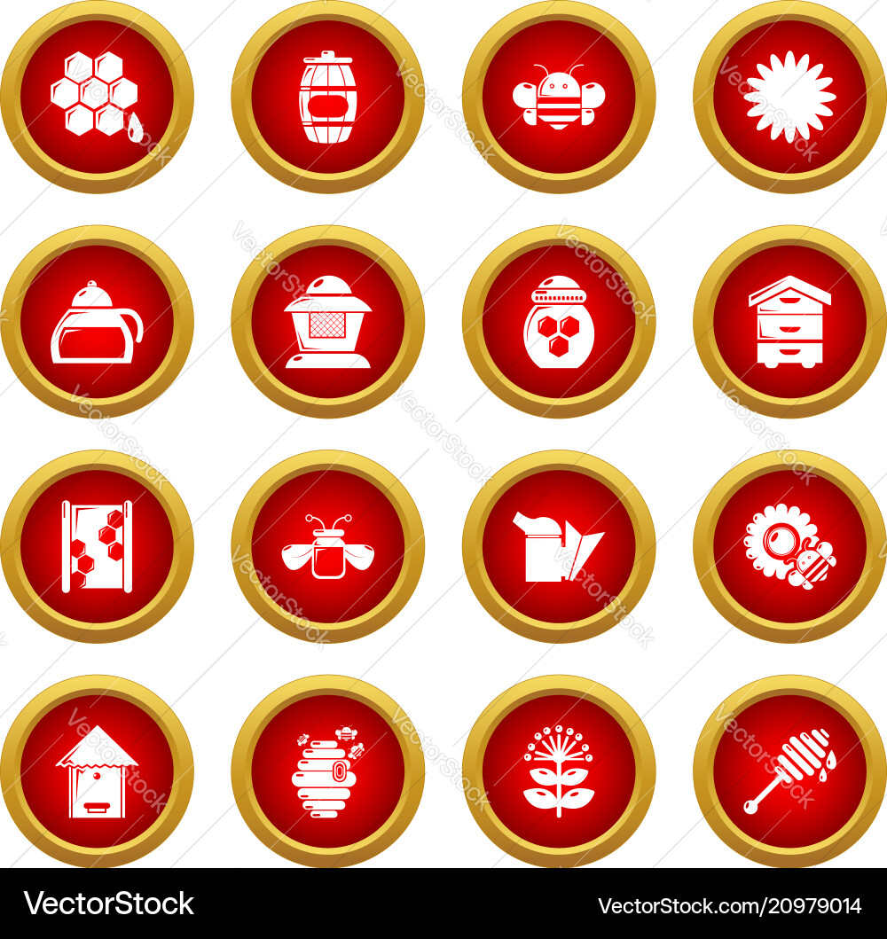 Apiary honey icons set simple style Apiary honey icons set simple style vector image